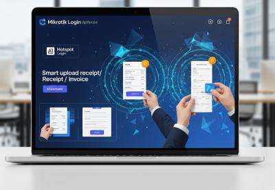 Aplikasi login hotspot Mikrotik berbasis upload struk dengan AI opensource