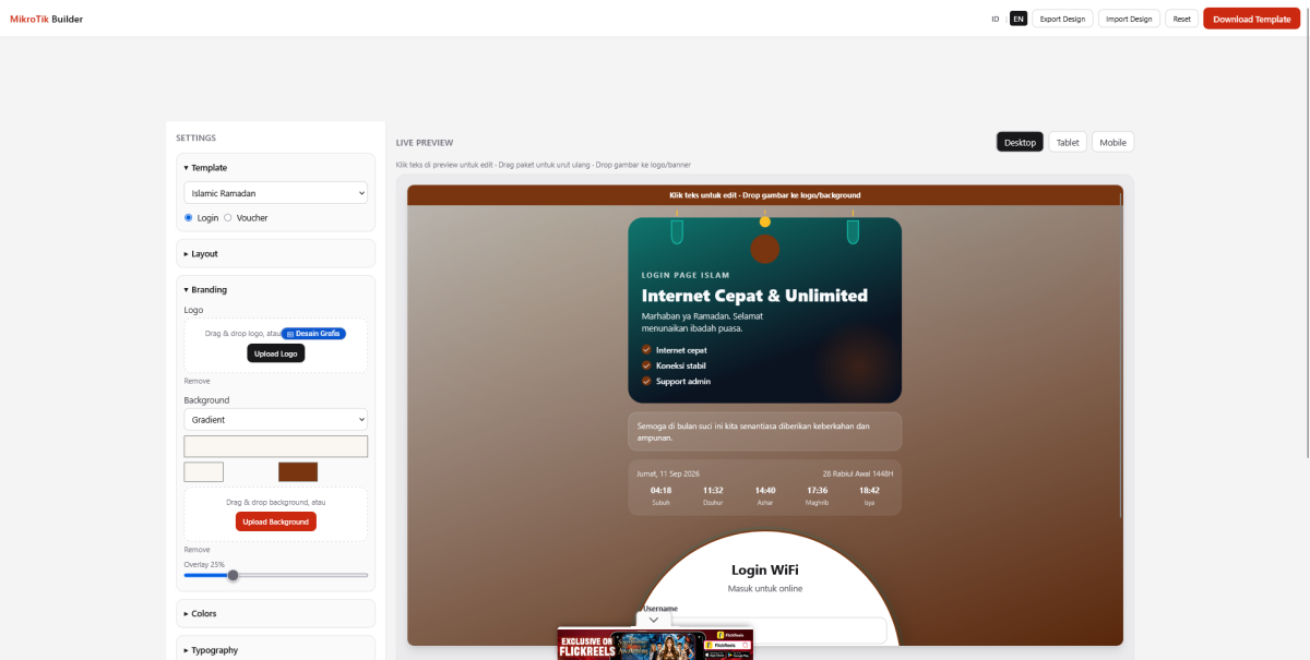 Free MikroTik Hotspot Login Page Builder